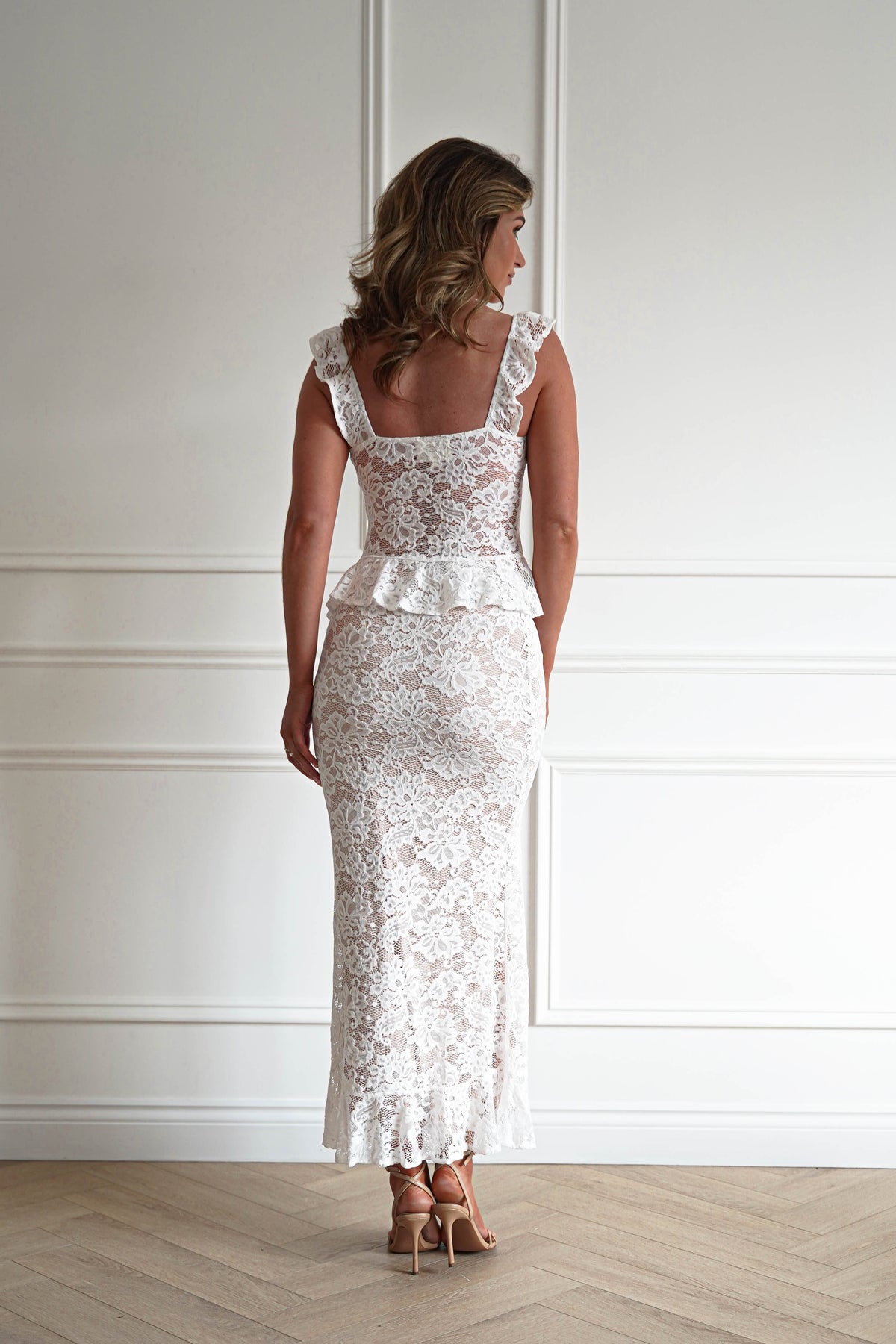 Hailey Lace Top and Skirt Set | Ivory/Nude/White-Oh Hello Clothing