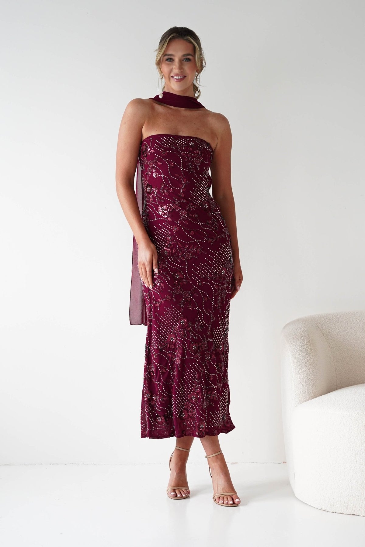 Hayleigh Beaded Strapless Maxi Dress | Wine-Oh Hello Clothing