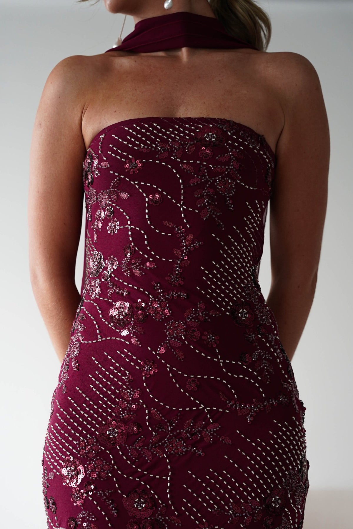 Hayleigh Beaded Strapless Maxi Dress | Wine-Oh Hello Clothing