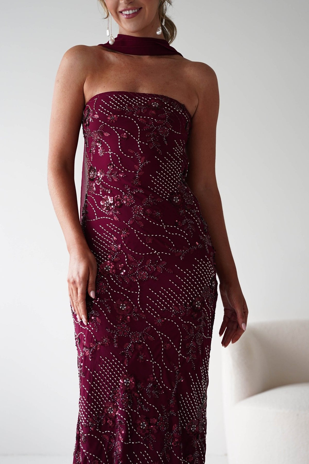 Hayleigh Beaded Strapless Maxi Dress | Wine-Oh Hello Clothing