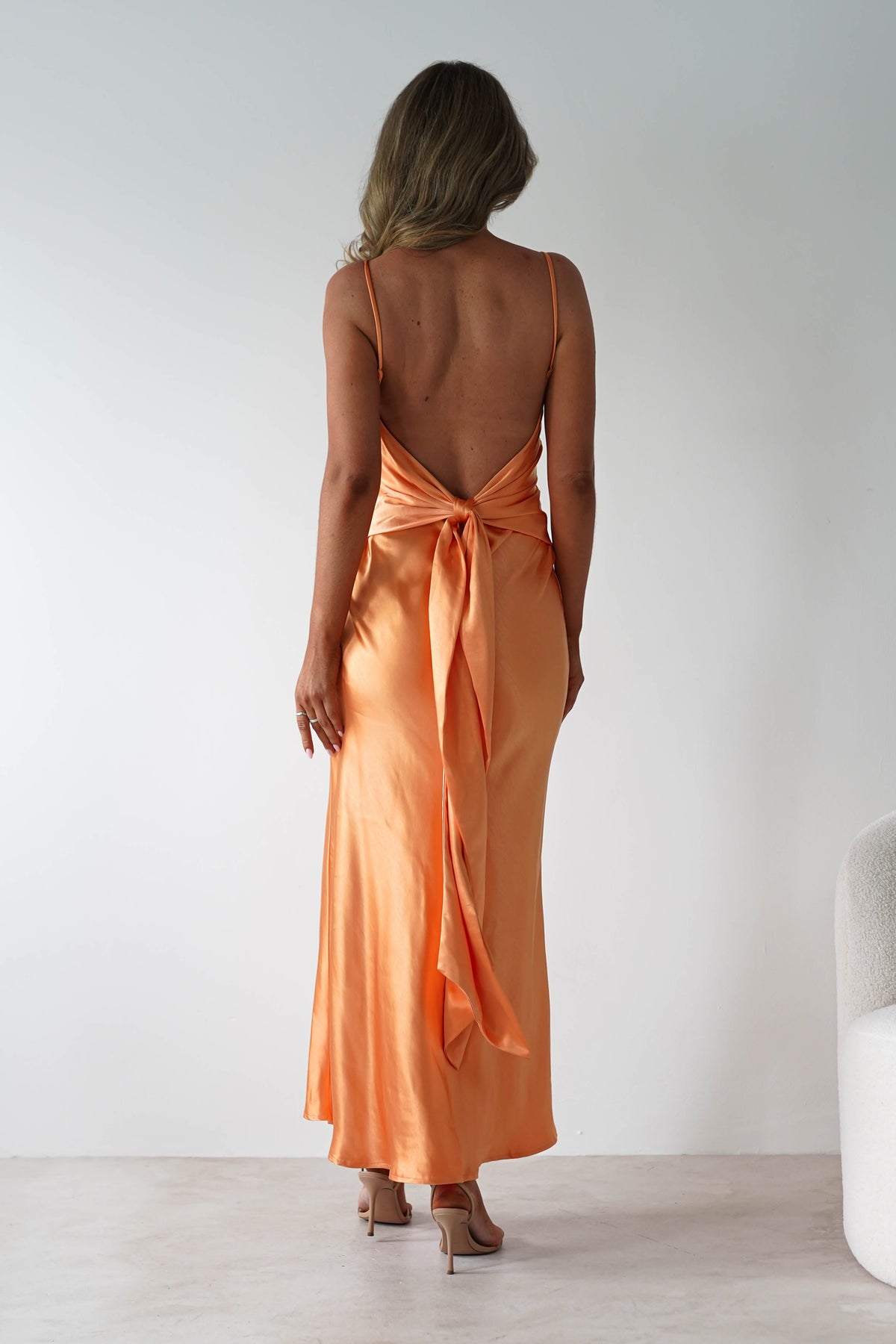 Hermie Silky Satin Maxi Dress | Orange-Oh Hello Clothing