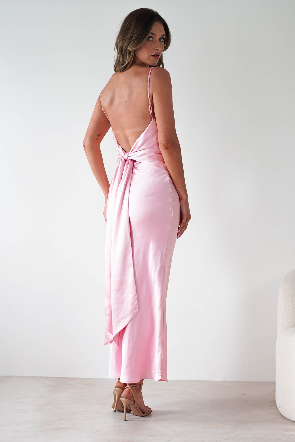 Hermie Silky Satin Maxi Dress | Pink-Oh Hello Clothing