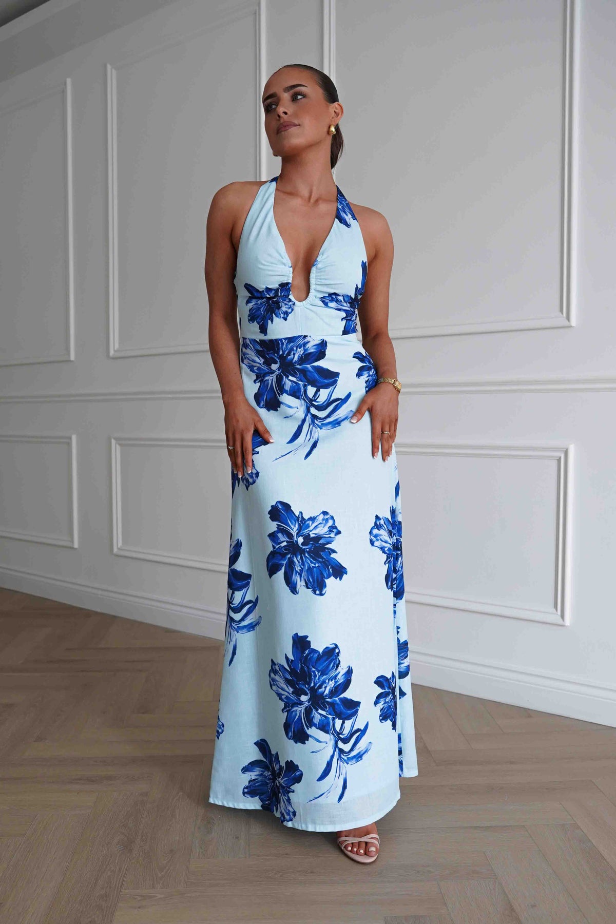 Hinata Woven Floral Maxi Dress | Blue-Oh Hello Clothing