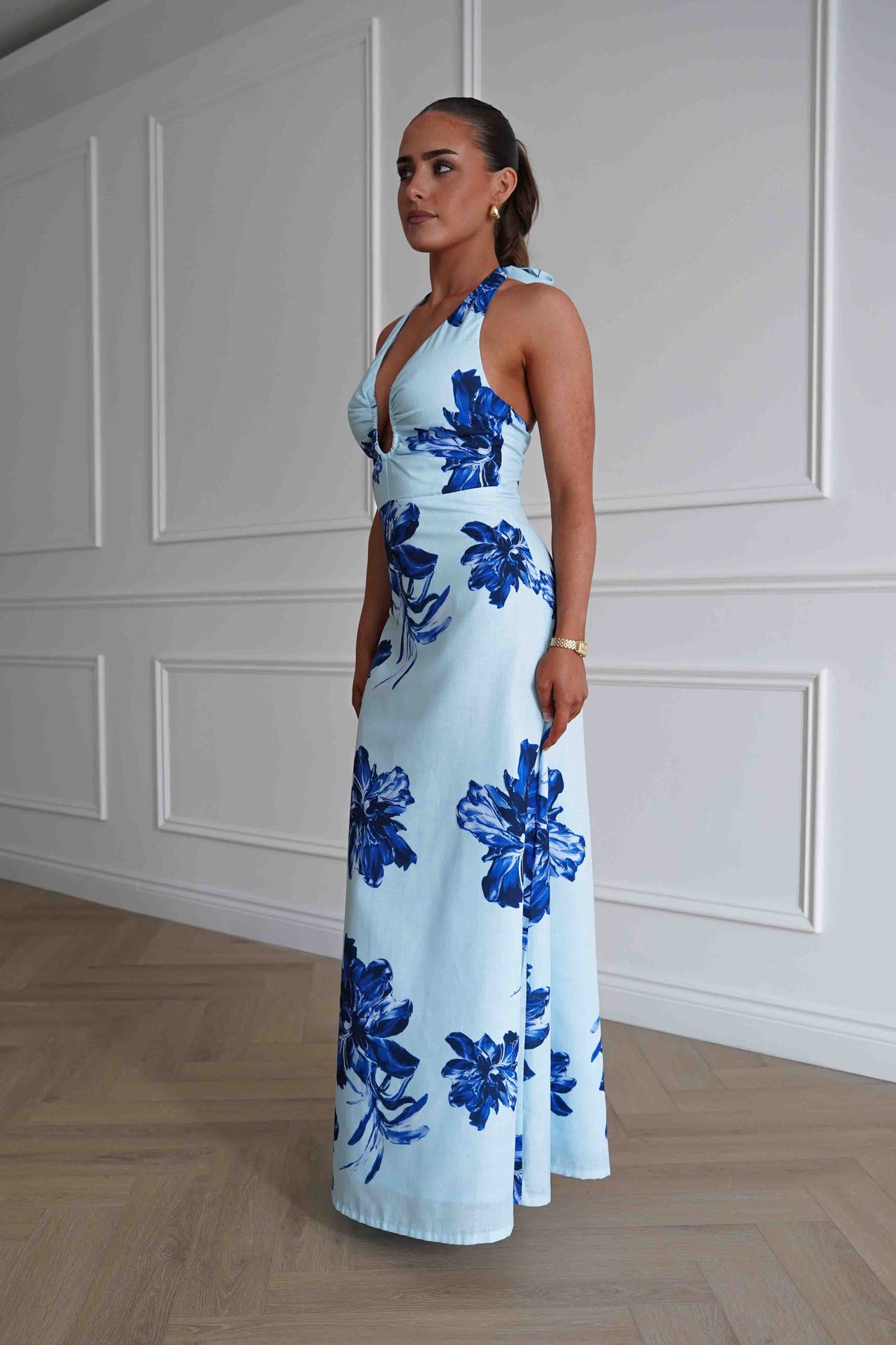Hinata Woven Floral Maxi Dress | Blue-Oh Hello Clothing