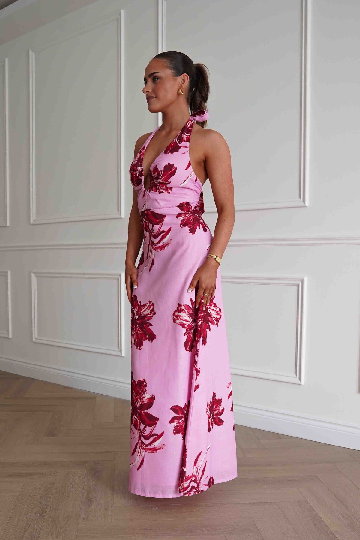Hinata Woven Floral Maxi Dress | Pink-Oh Hello Clothing