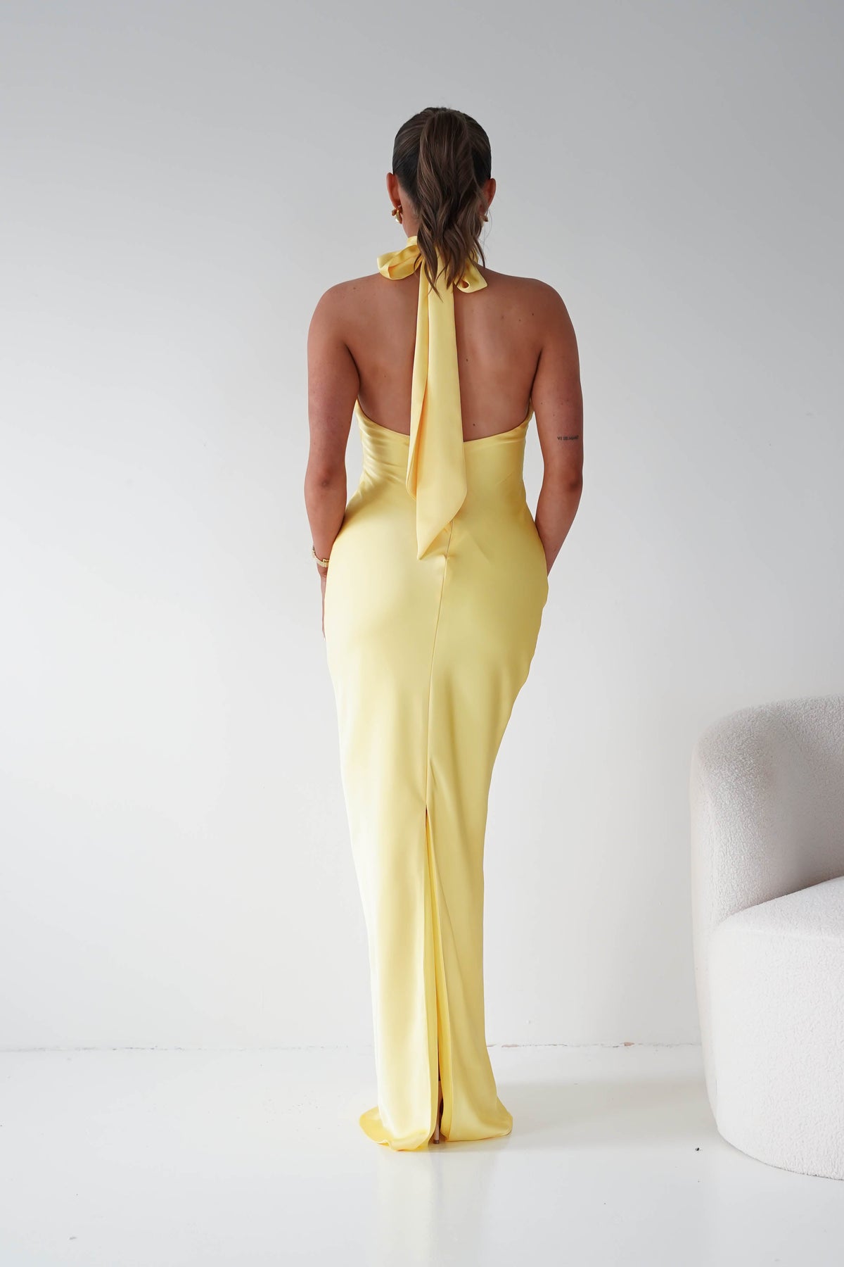 Isla Halterneck Maxi Slip Dress | Yellow-Oh Hello Clothing