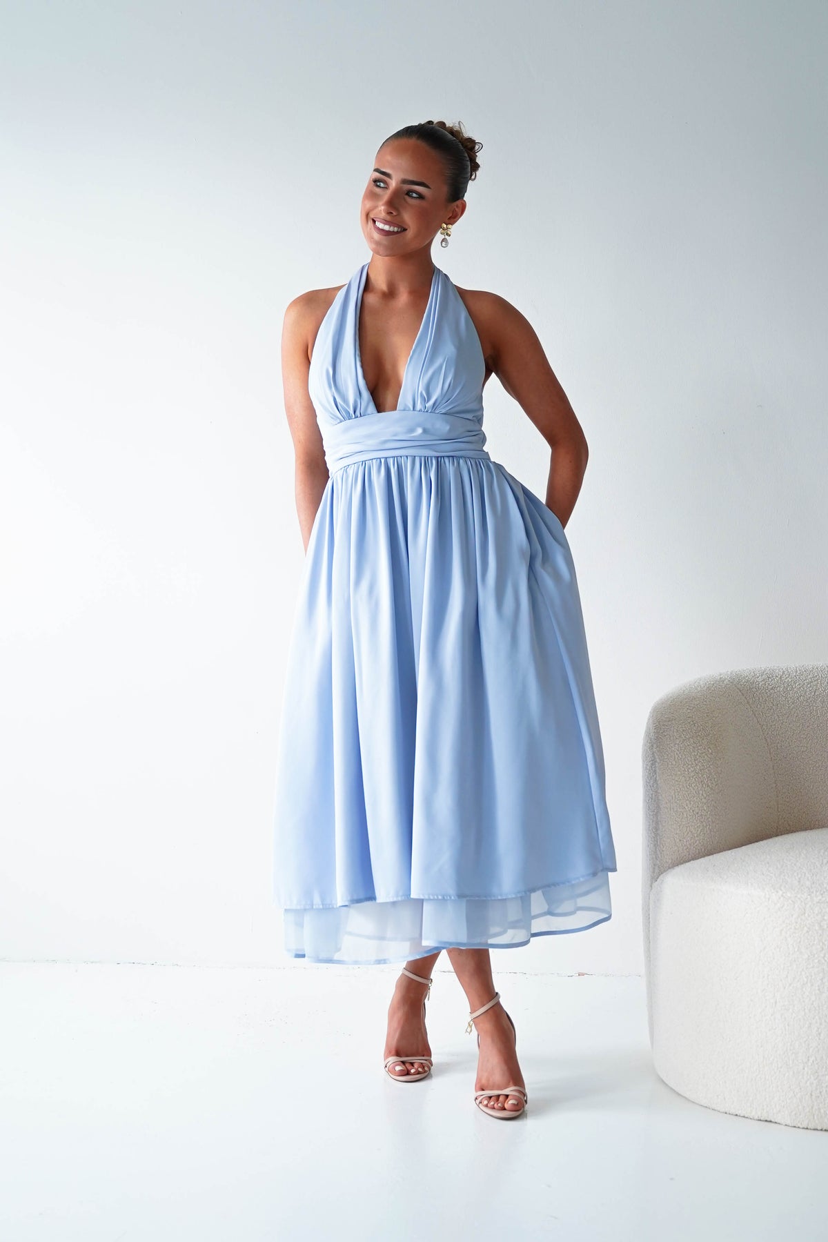 Jaymee Halterneck Midi Dress | Blue-Oh Hello Clothing
