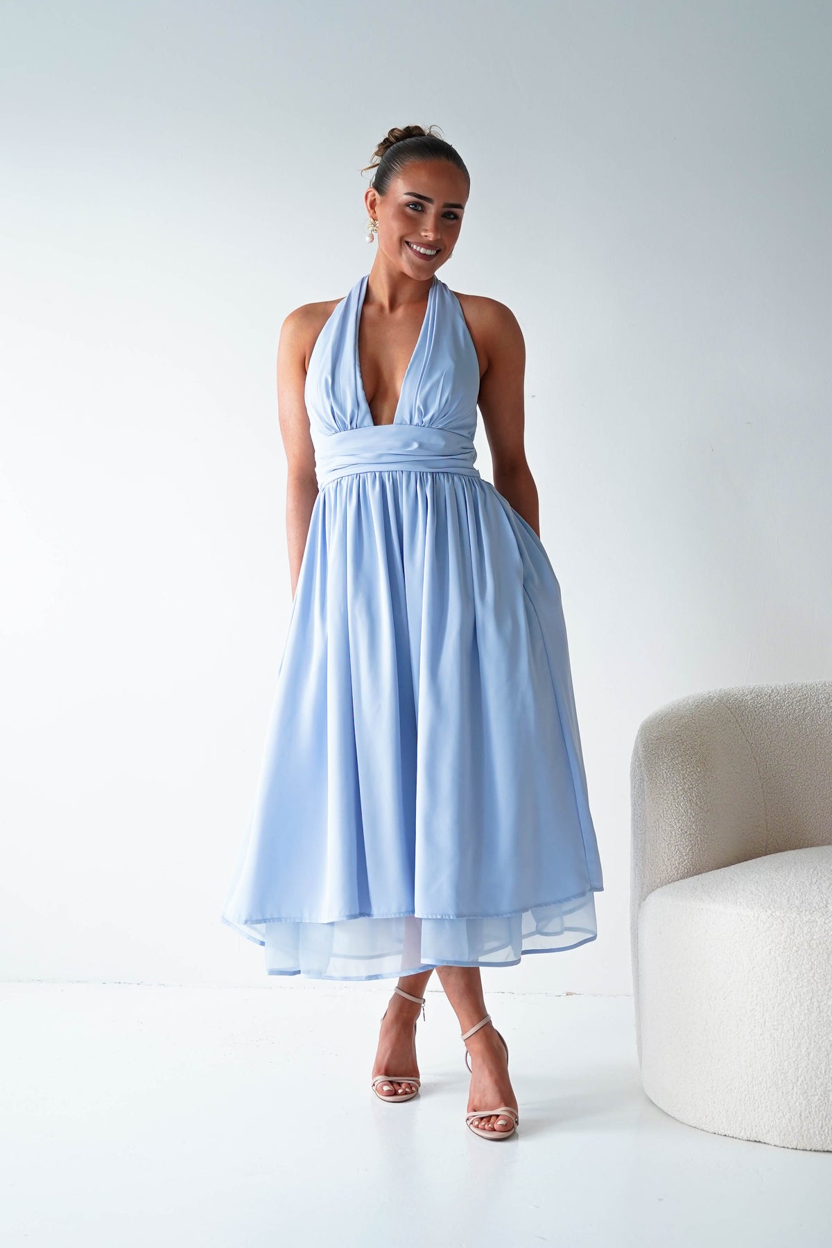 Jaymee Halterneck Midi Dress | Blue-Oh Hello Clothing