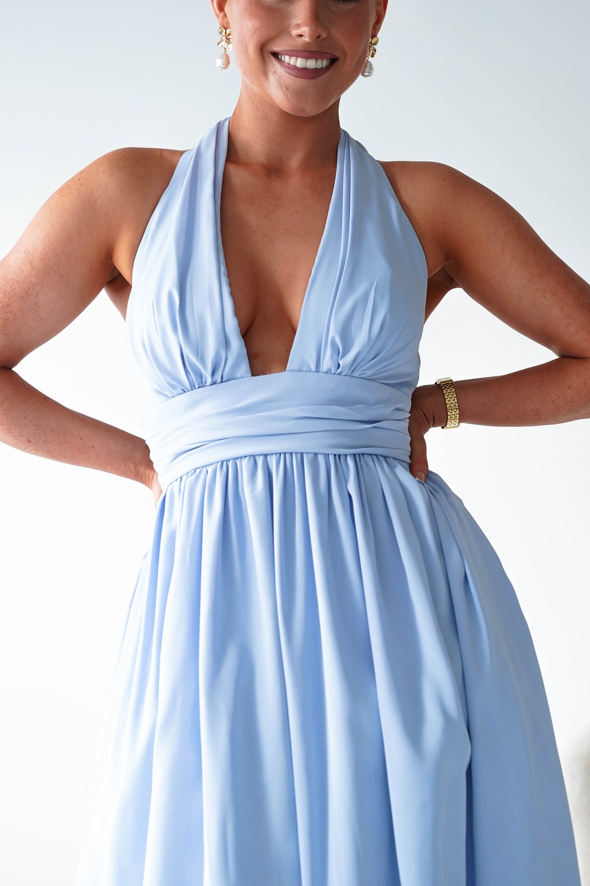 Jaymee Halterneck Midi Dress | Blue-Oh Hello Clothing