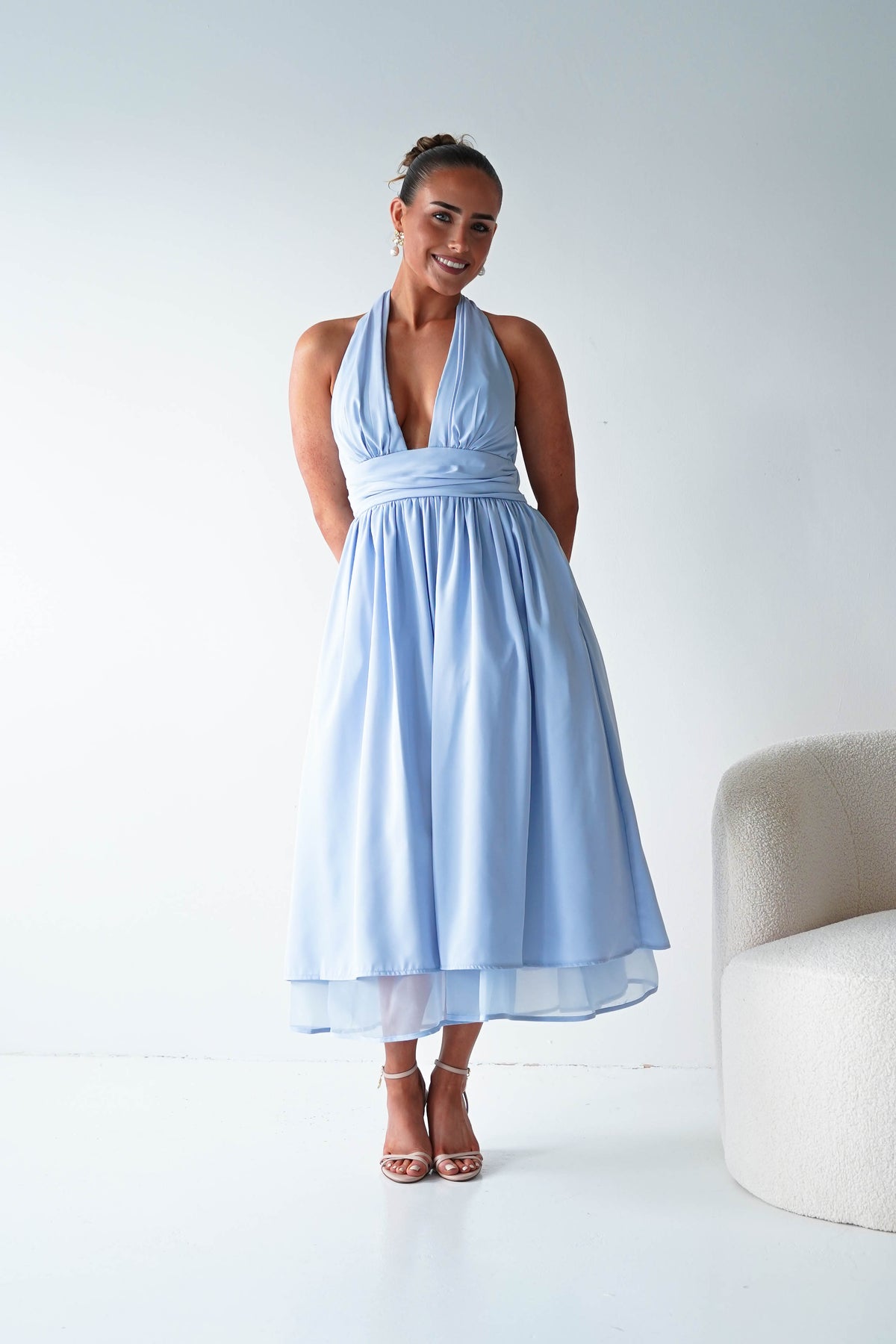 Jaymee Halterneck Midi Dress | Blue-Oh Hello Clothing