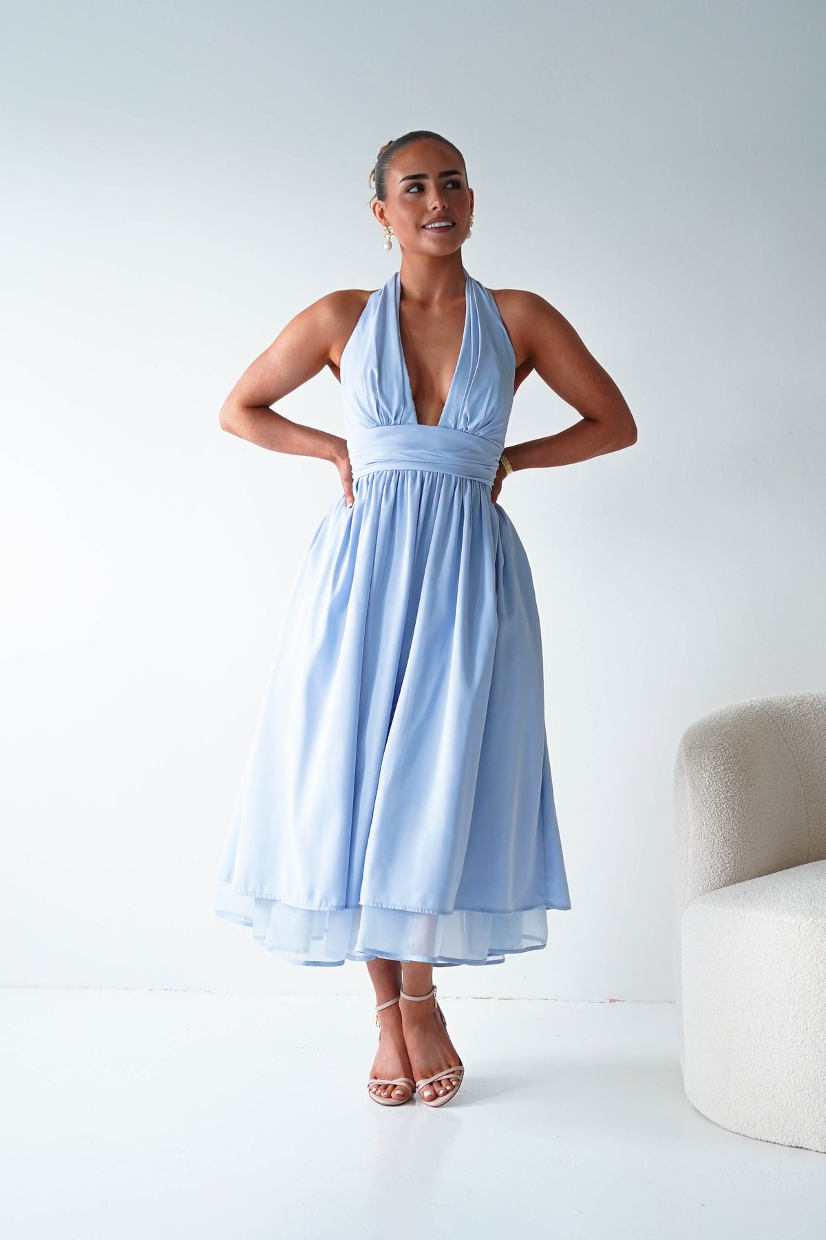 Jaymee Halterneck Midi Dress | Blue-Oh Hello Clothing