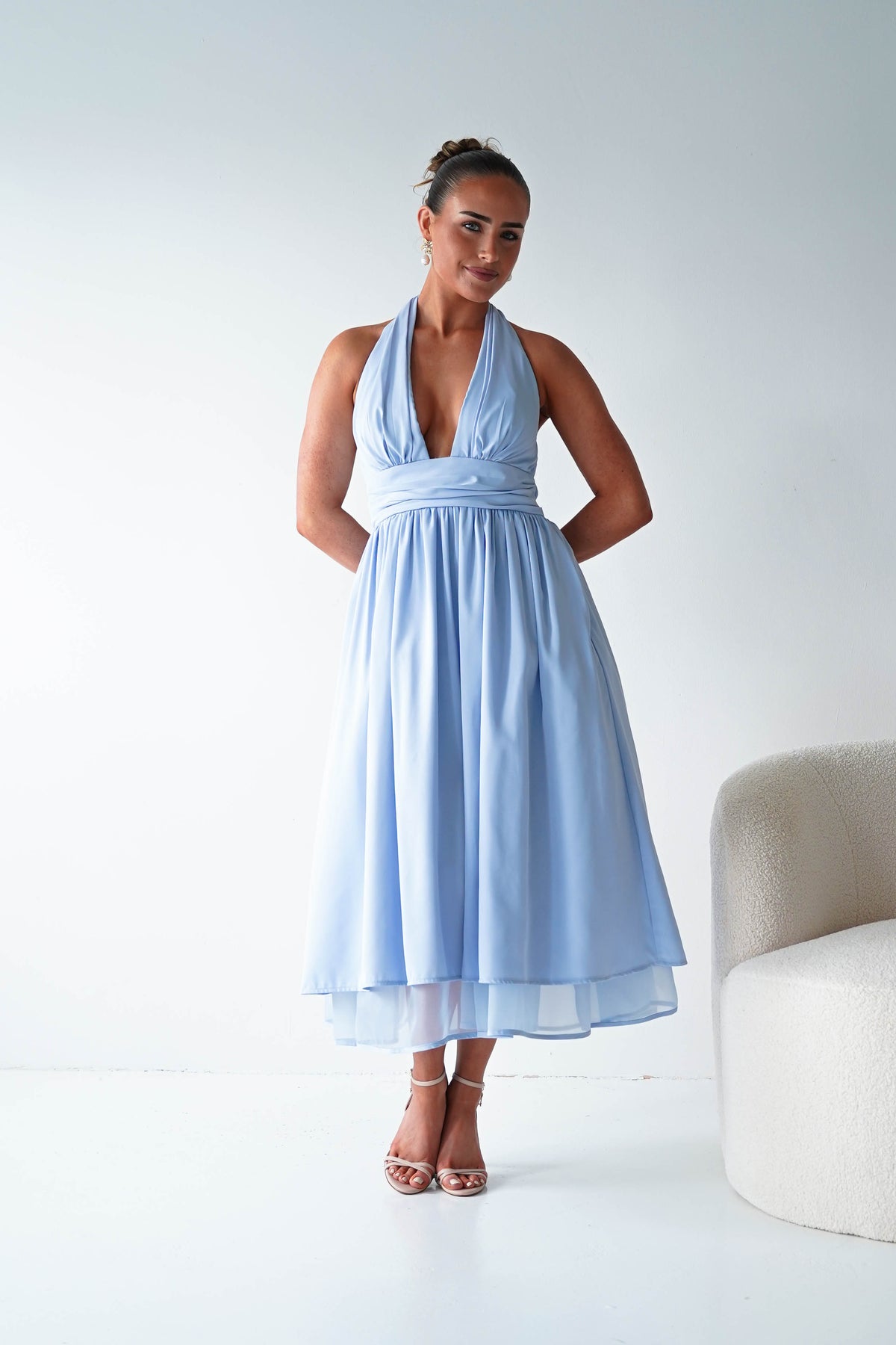 Jaymee Halterneck Midi Dress | Blue-Oh Hello Clothing