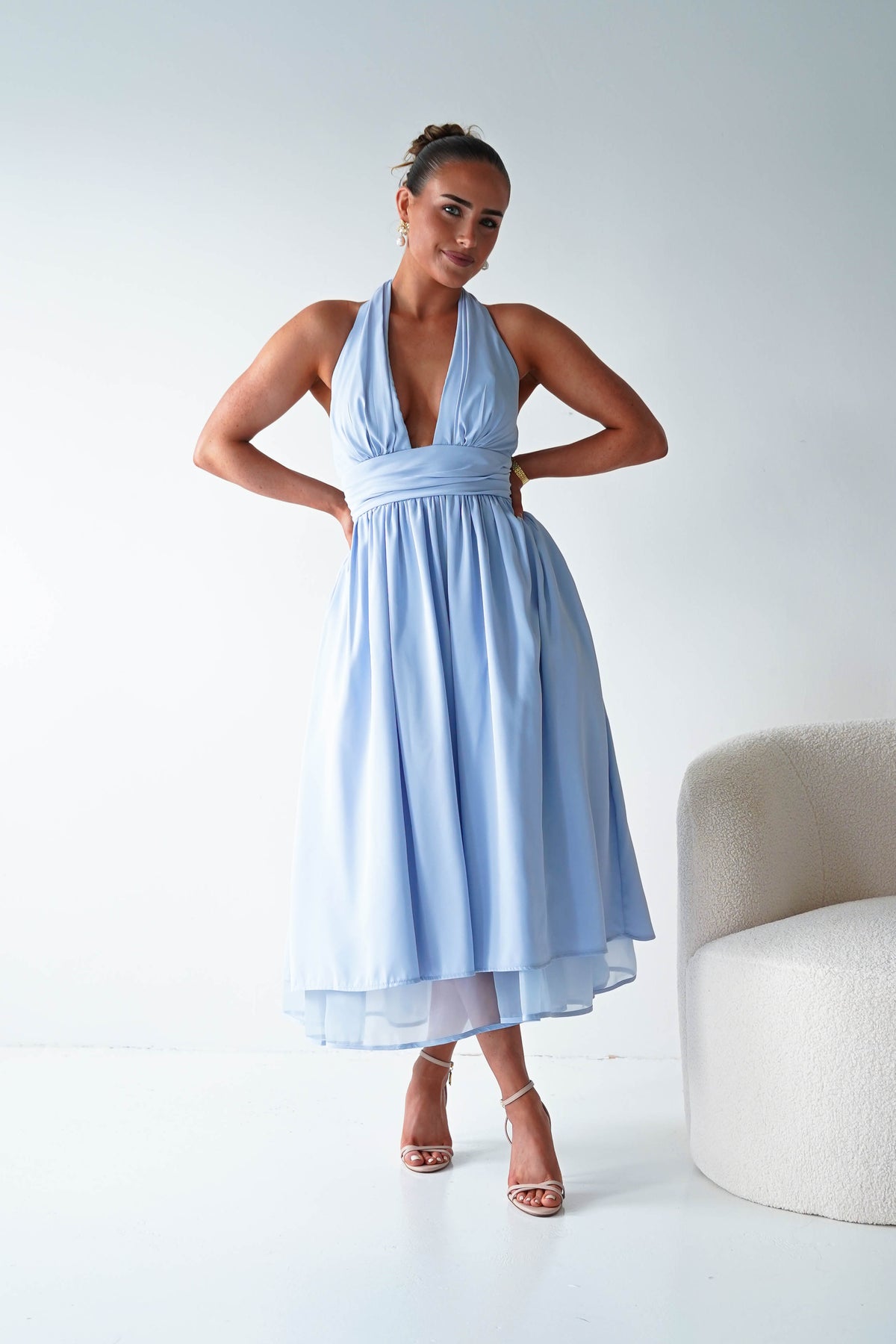 Jaymee Halterneck Midi Dress | Blue-Oh Hello Clothing