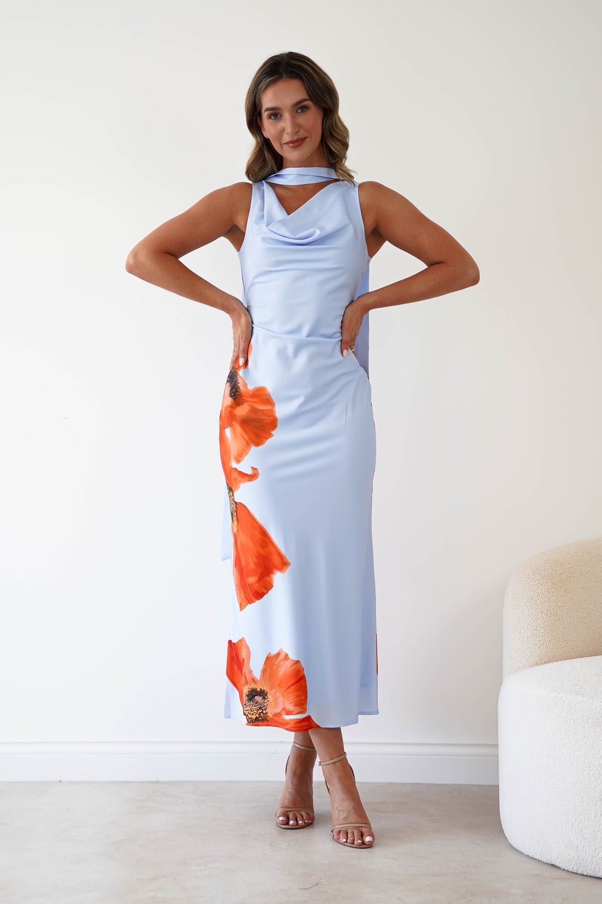 Jazlyn Satin Cowl Front Maxi Dress | Blue-Oh Hello Clothing