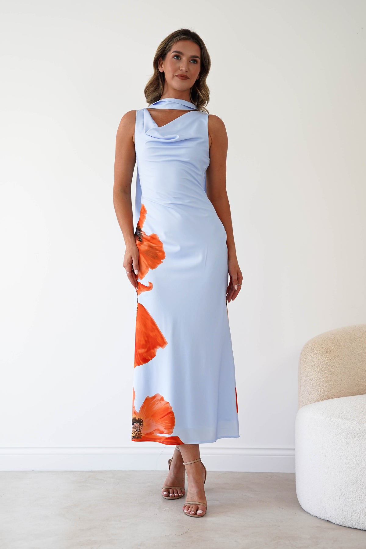 Jazlyn Satin Cowl Front Maxi Dress | Blue-Oh Hello Clothing