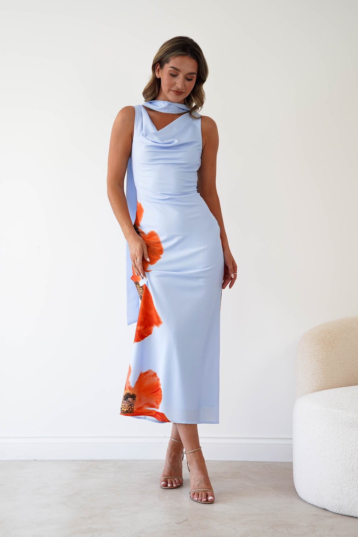 Jazlyn Satin Cowl Front Maxi Dress | Blue-Oh Hello Clothing