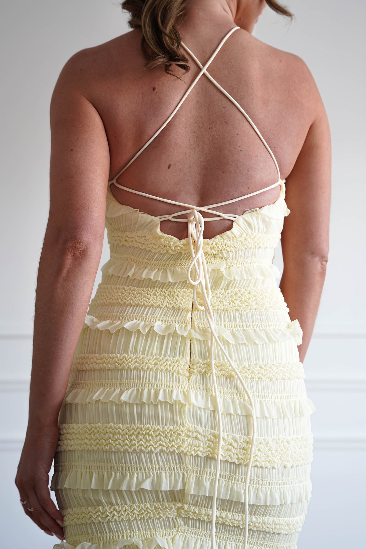 Jen Ruffle Bodycon Maxi Dress | Yellow-Oh Hello Clothing