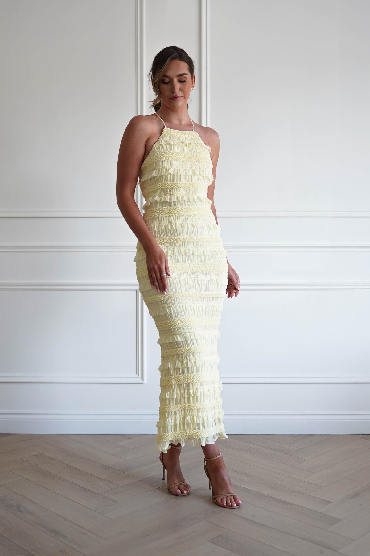 Jen Ruffle Bodycon Maxi Dress | Yellow-Oh Hello Clothing