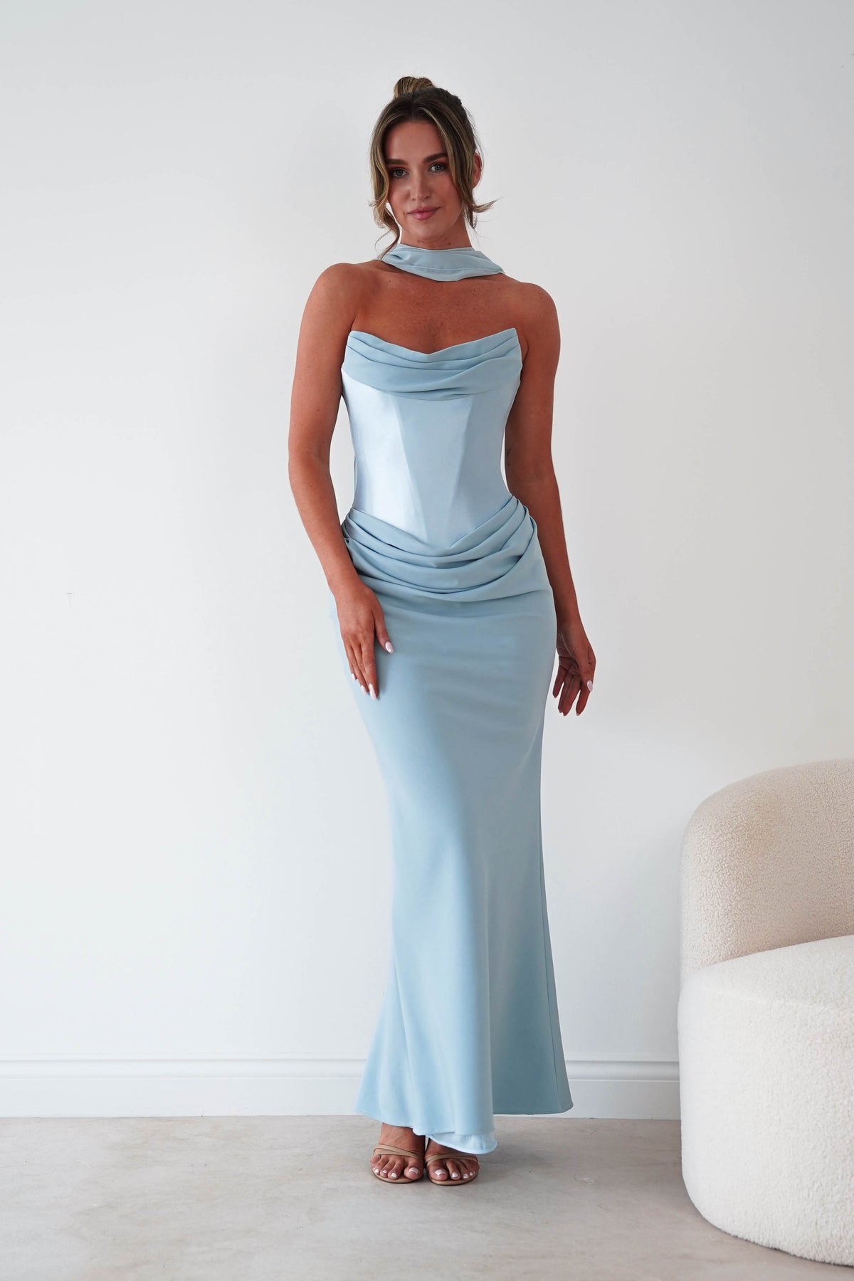 Kailani Strapless Ruched Maxi Dress | Blue-Oh Hello Clothing