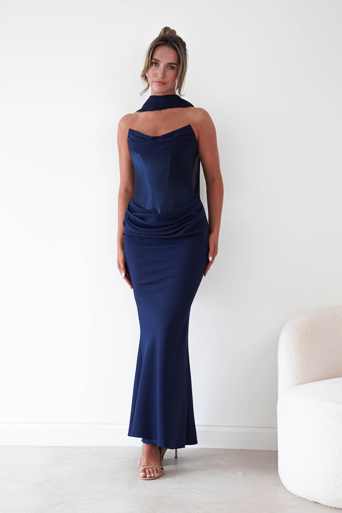 Kailani Strapless Ruched Maxi Dress | Navy-Oh Hello Clothing