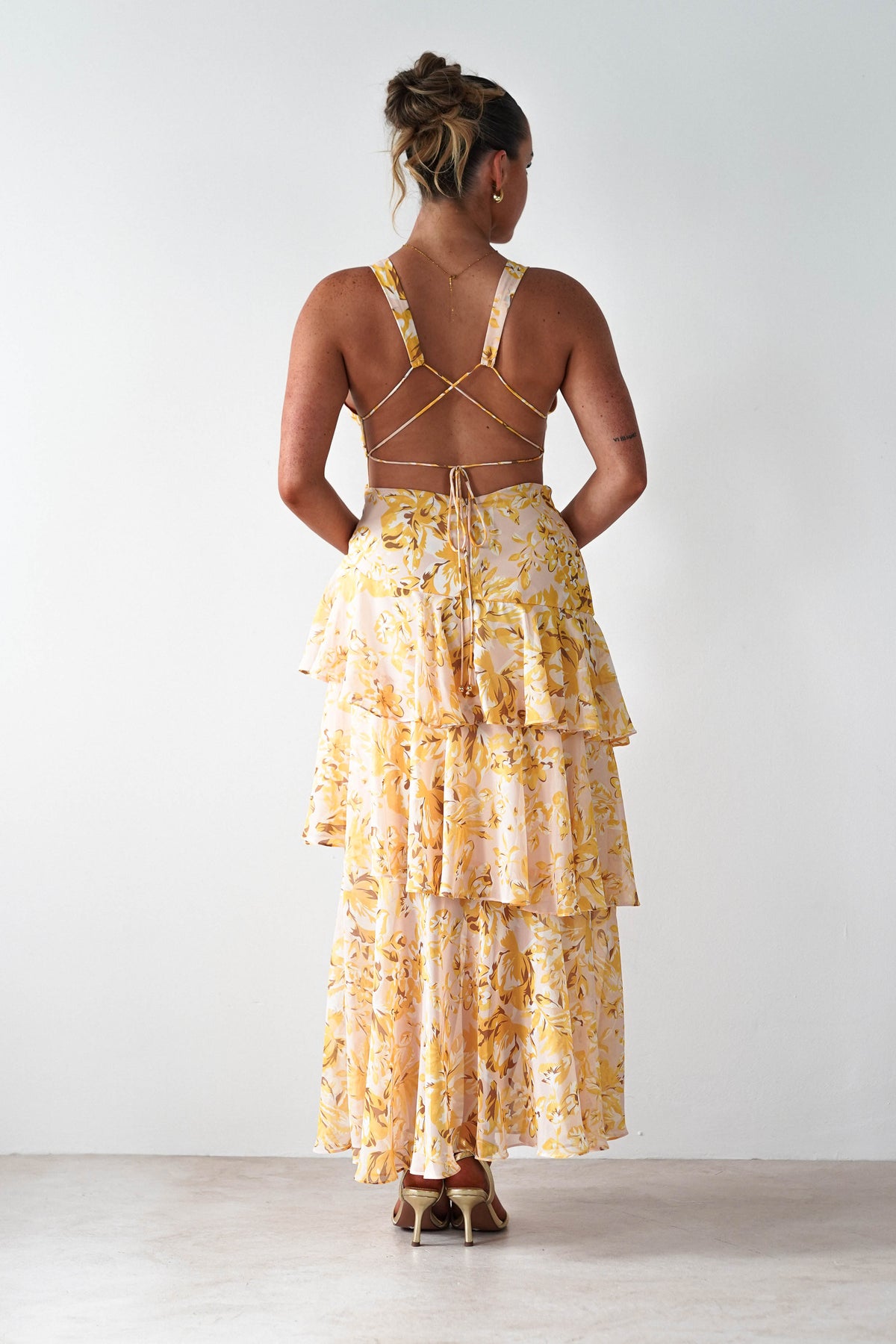 Karlie Floral Print Maxi Dress | Yellow-Oh Hello Clothing