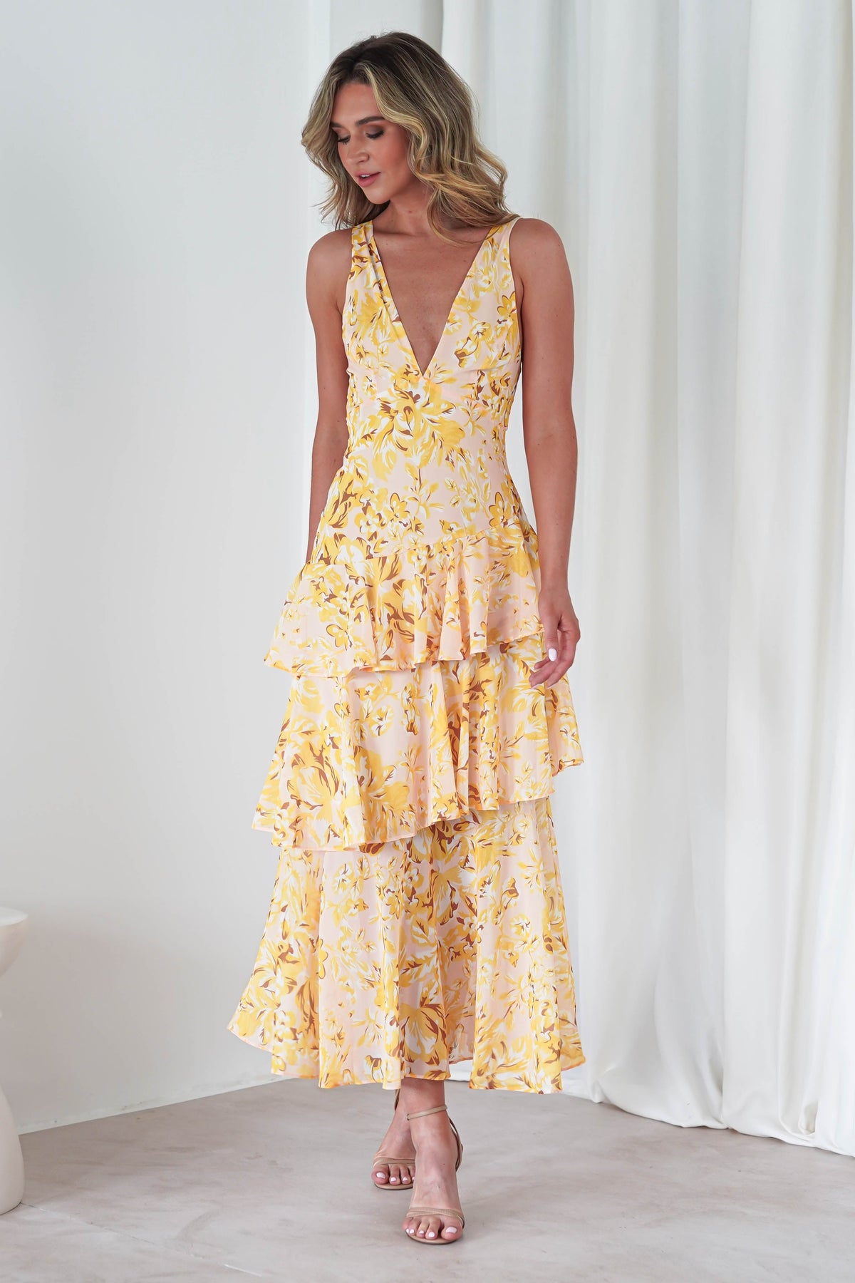 Karlie Floral Print Maxi Dress | Yellow-Oh Hello Clothing