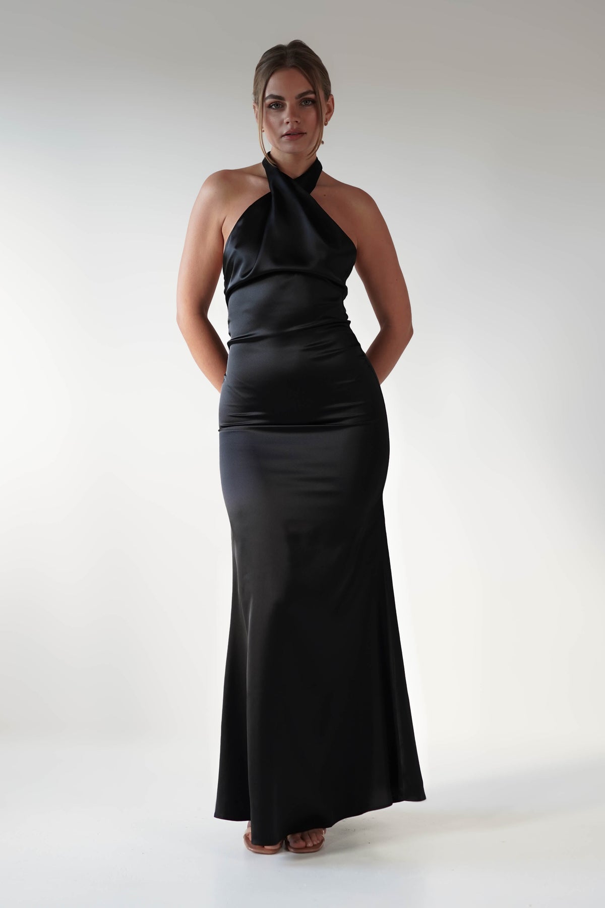 Kartia Halterneck Maxi Gown | Black-Oh Hello Clothing