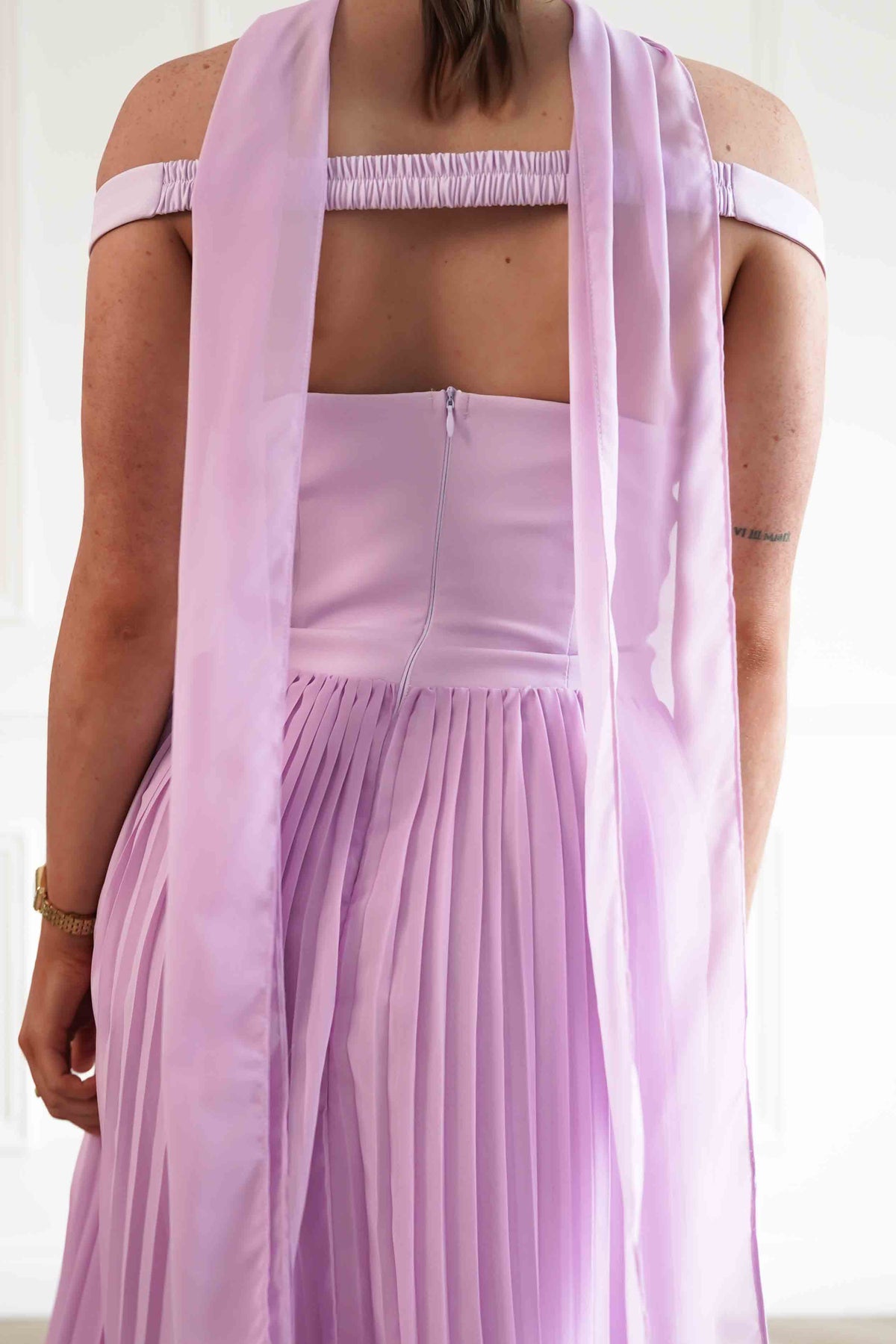 Kelsea Off The Shoulder Pleated Maxi Dress | Lilac-Oh Hello Clothing