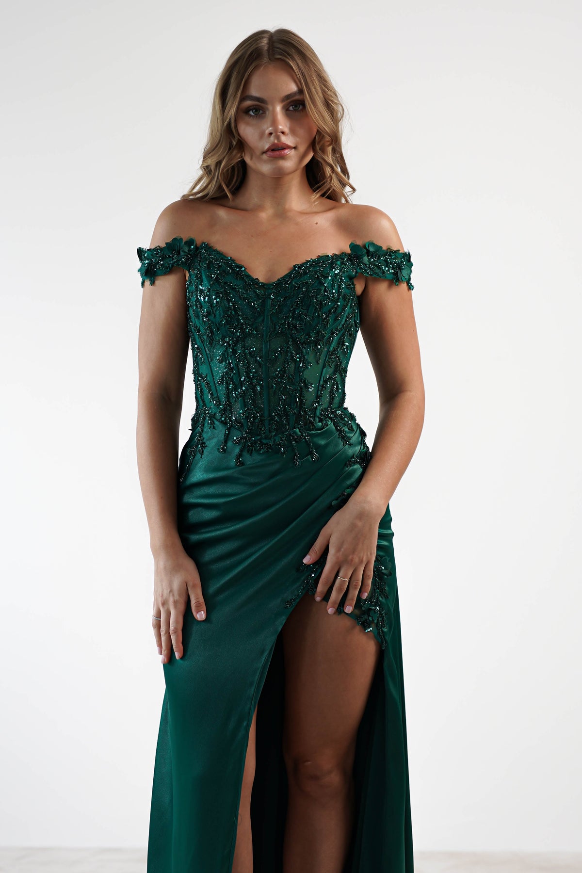 Khacy Embellished Gown | Emerald-Oh Hello Clothing
