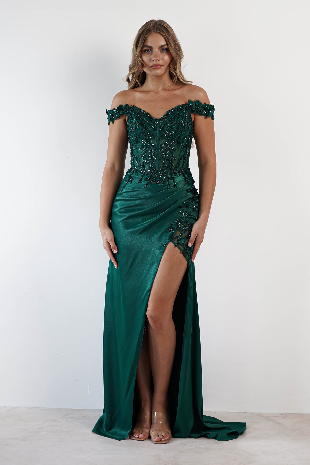Khacy Embellished Gown | Emerald-Oh Hello Clothing