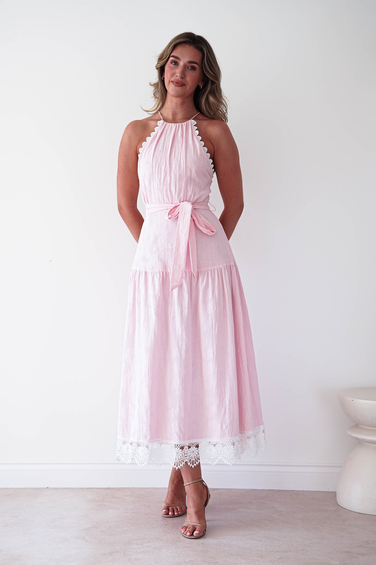 Khari Lace Trim Maxi Dress | Pink-Oh Hello Clothing
