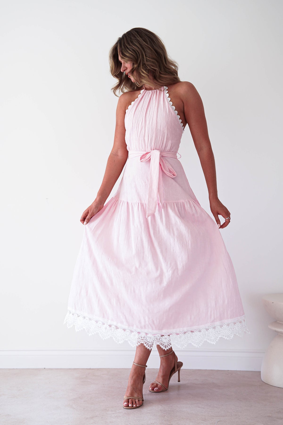 Khari Lace Trim Maxi Dress | Pink-Oh Hello Clothing