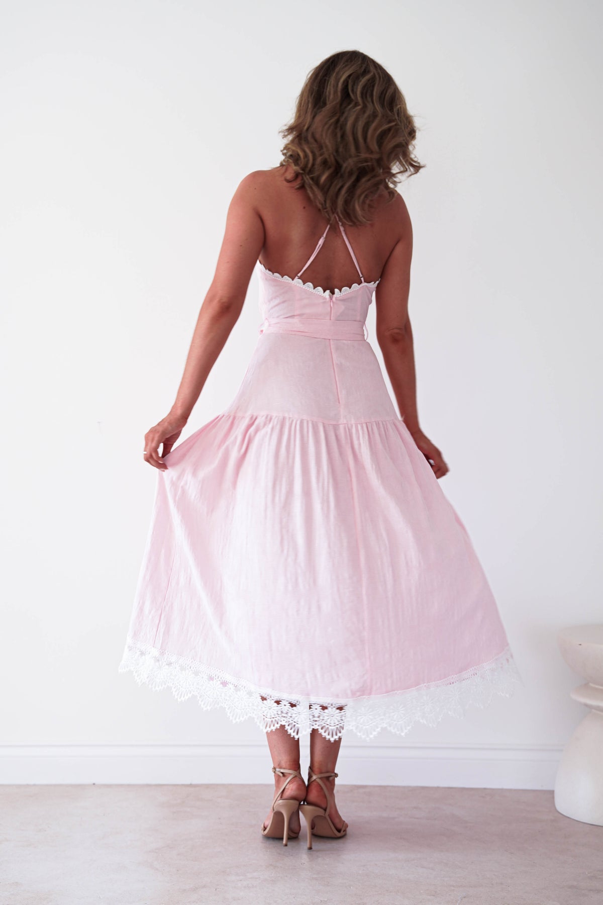 Khari Lace Trim Maxi Dress | Pink-Oh Hello Clothing
