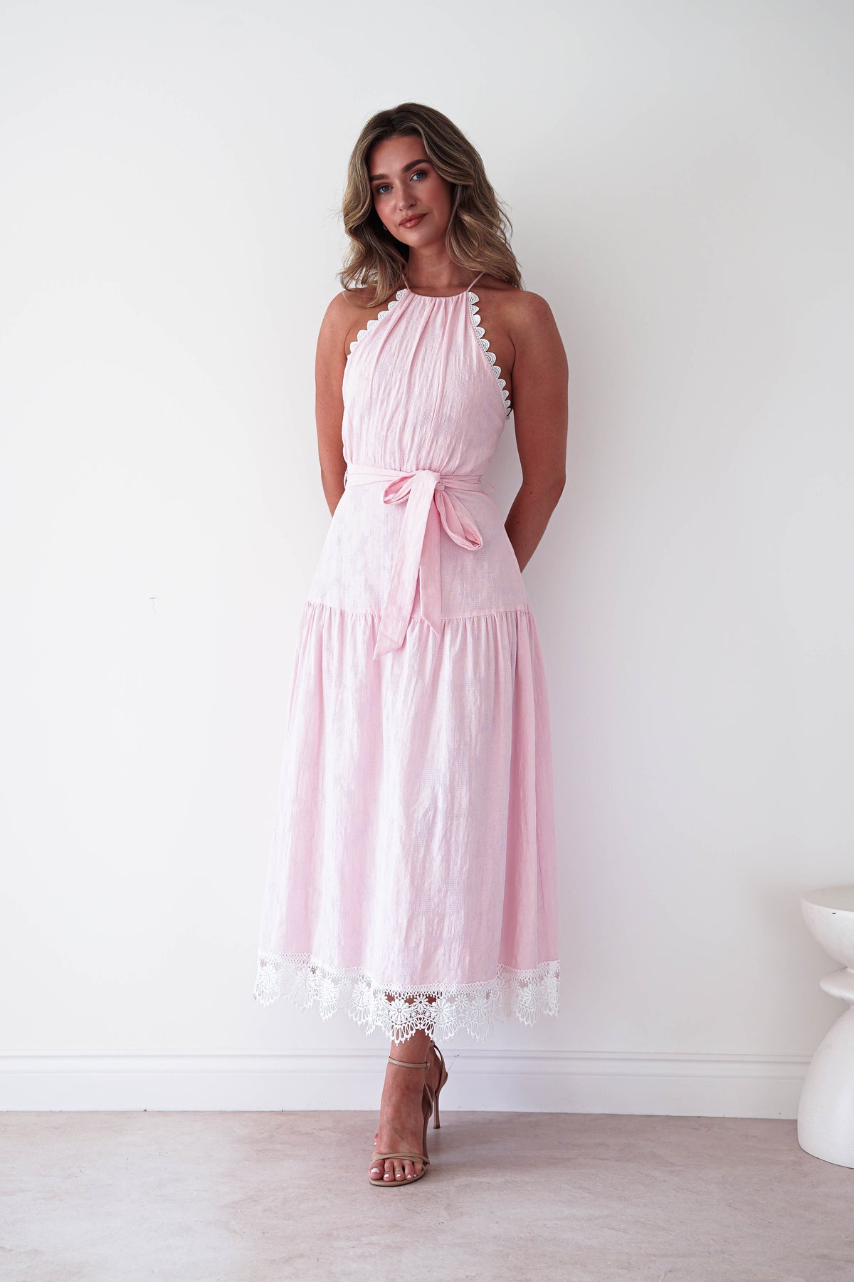 Khari Lace Trim Maxi Dress | Pink-Oh Hello Clothing