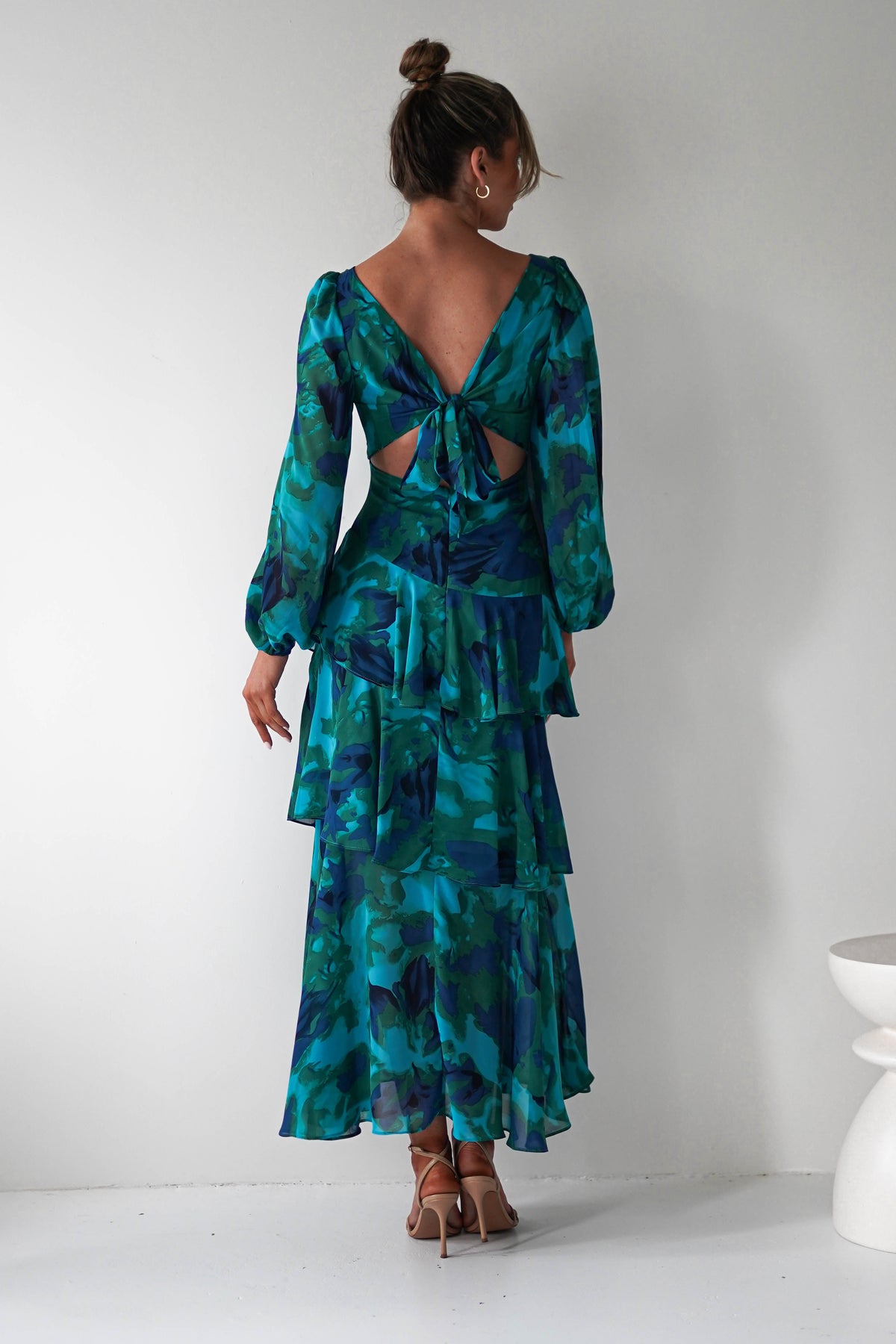 Kiyah Long Sleeve Maxi Dress | Green Print-Oh Hello Clothing