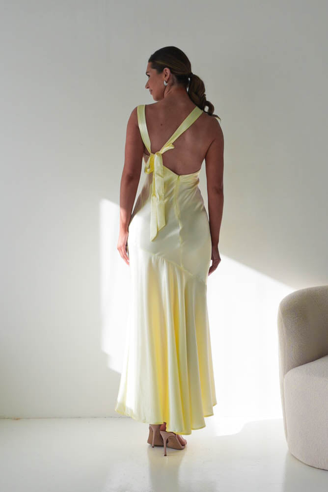 Klarisse Bias-Cut Satin Maxi Dress | Yellow-Oh Hello Clothing