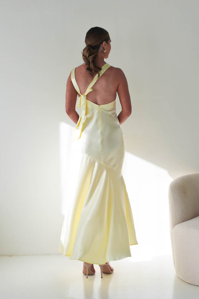 Klarisse Bias-Cut Satin Maxi Dress | Yellow-Oh Hello Clothing