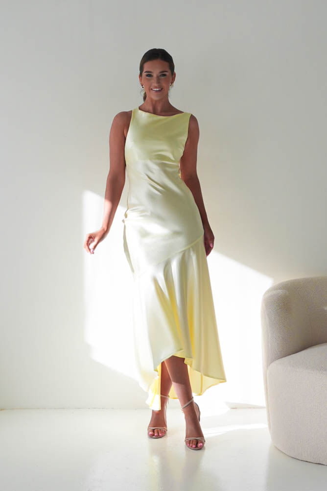 Klarisse Bias-Cut Satin Maxi Dress | Yellow-Oh Hello Clothing