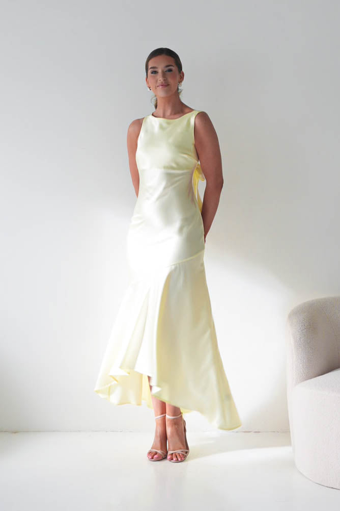 Klarisse Bias-Cut Satin Maxi Dress | Yellow-Oh Hello Clothing