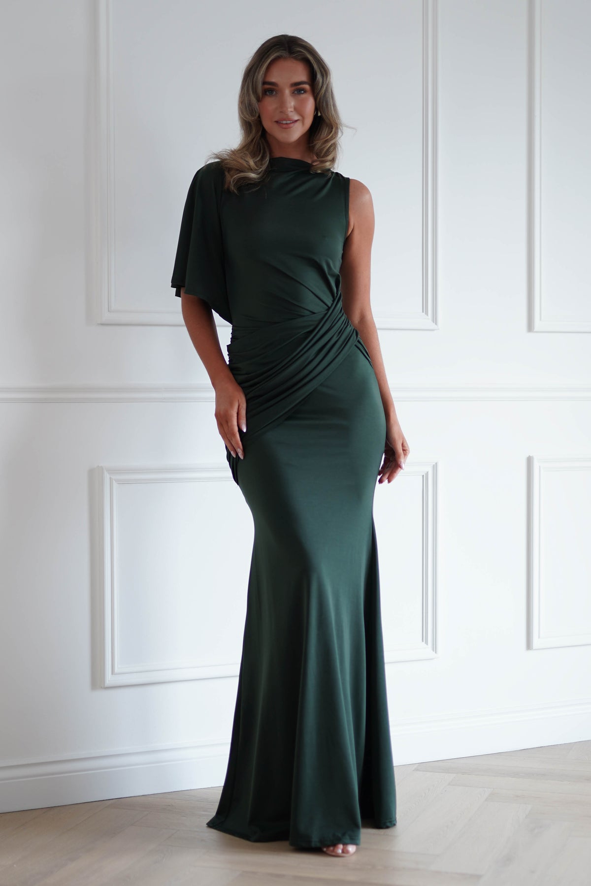 Oh Hello Clothing Women > Clothing > Dresses Lainey One Asymmetric One Shoulder Maxi Dress | Olive Green
