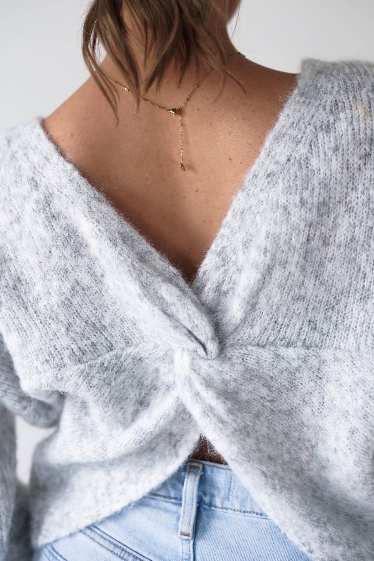 Larson Two Way Twist Knit Jumper | Grey-Oh Hello Clothing