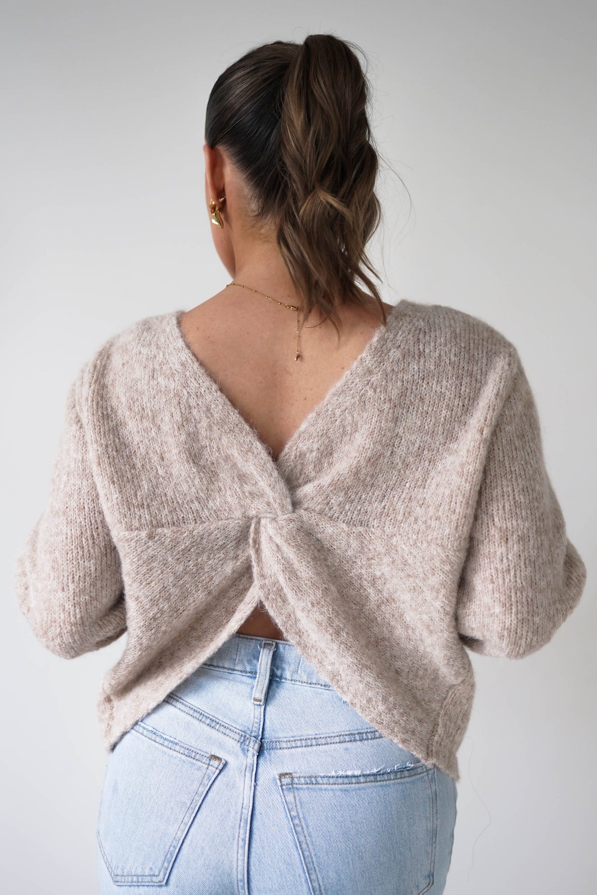 Larson Two Way Twist Knit Jumper | Taupe-Oh Hello Clothing