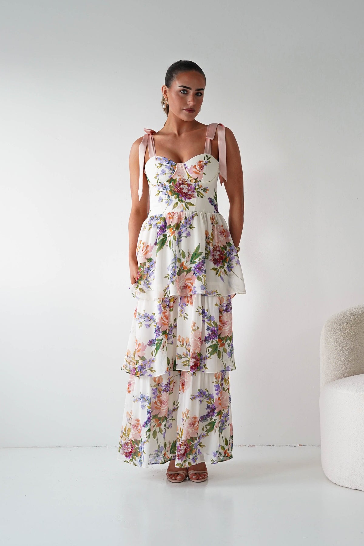 Lauren Floral Print Tiered Maxi Dress | Mixed Print-Oh Hello Clothing