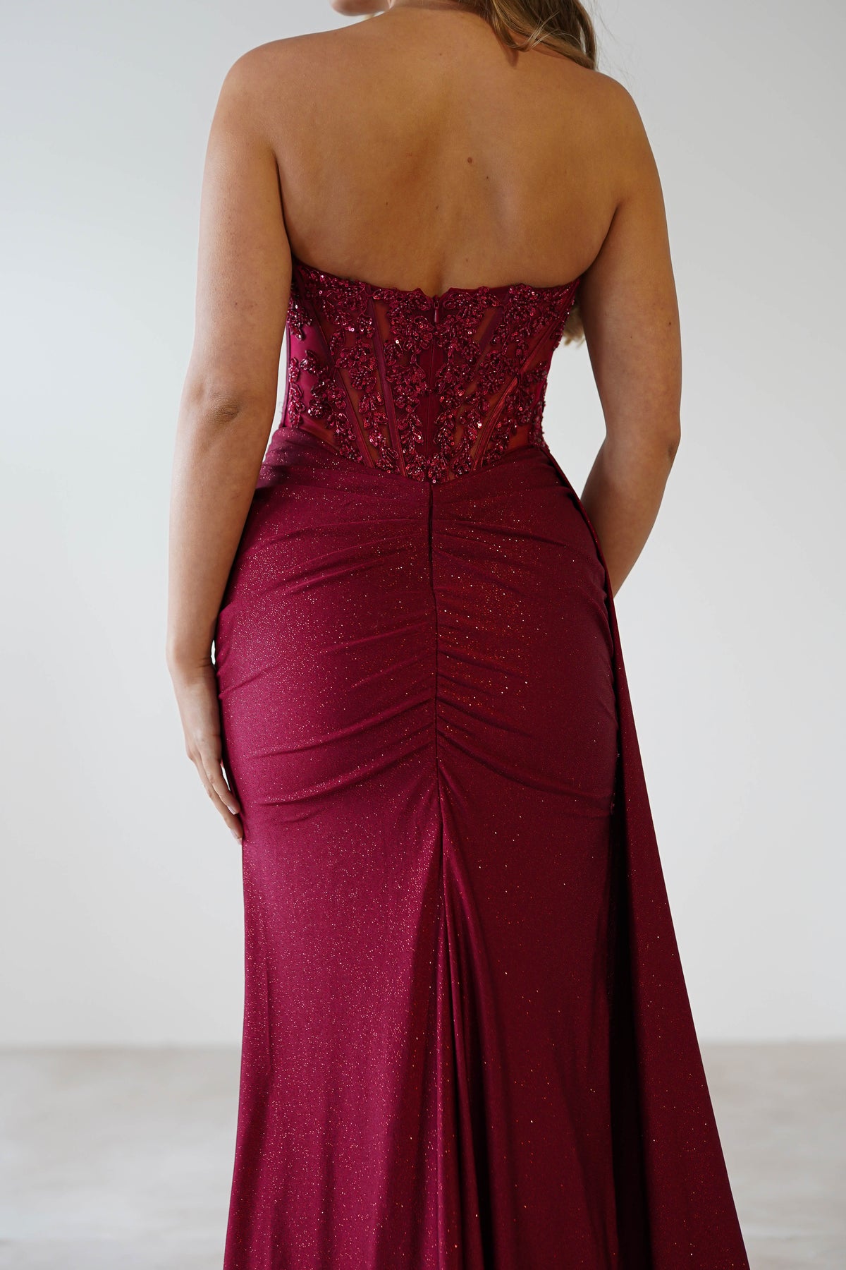 Lavelle Glitter Bodycon Gown | Burgundy-Oh Hello Clothing