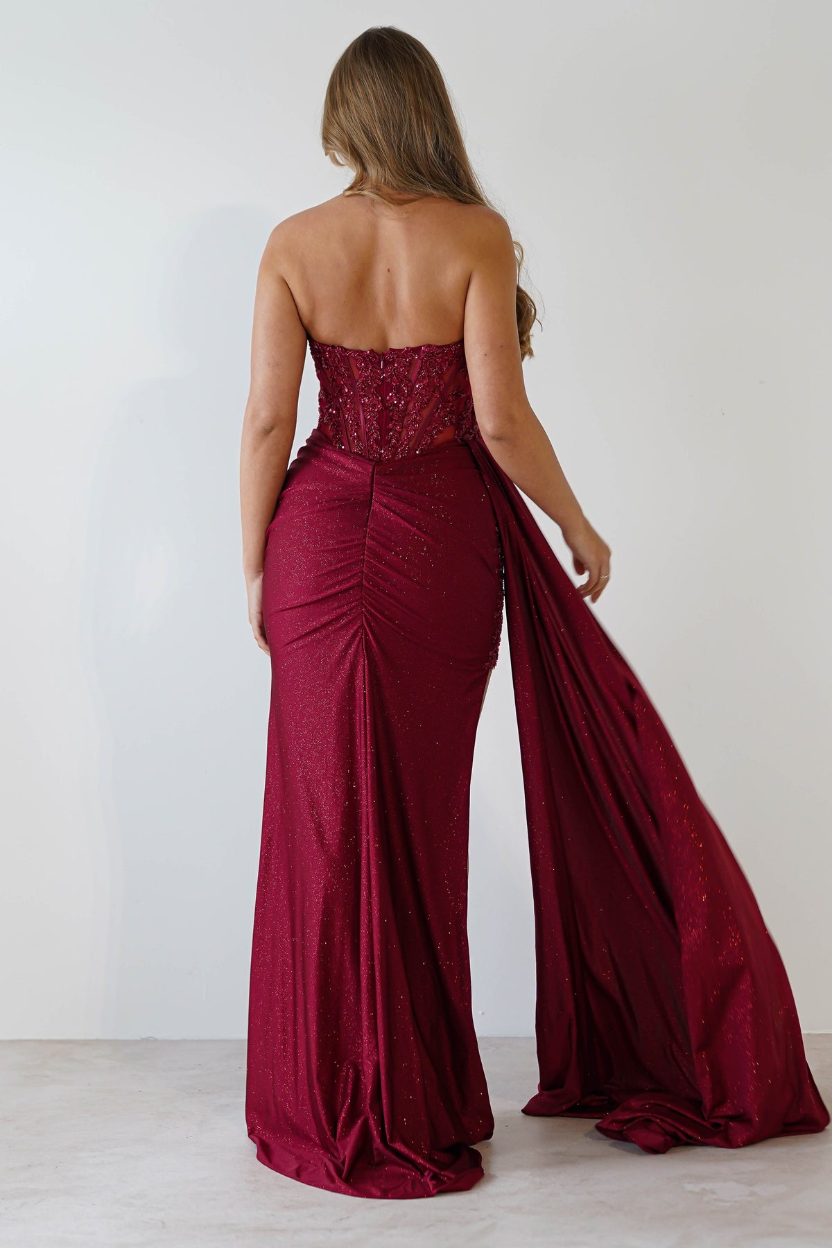 Lavelle Glitter Bodycon Gown | Burgundy-Oh Hello Clothing
