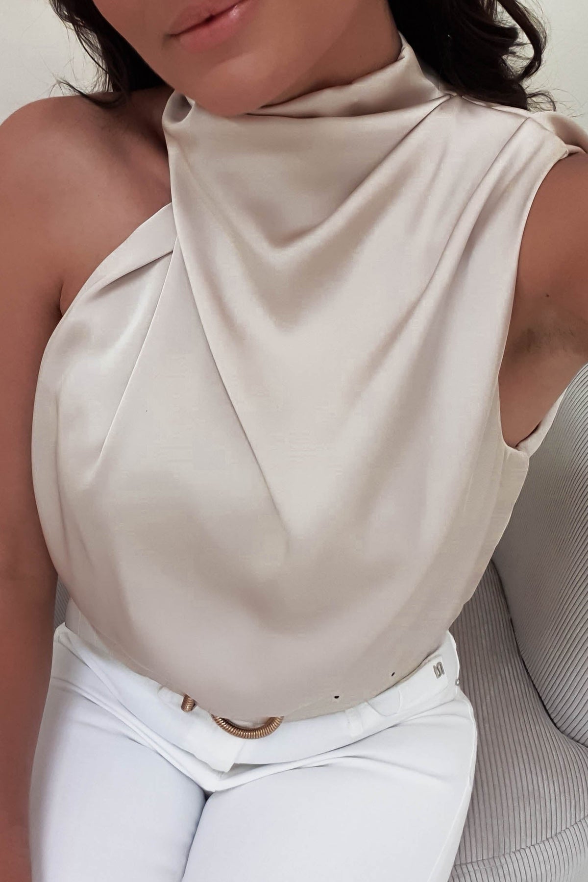Layla Soft Satin Crop Top | Champagne-Oh Hello Clothing