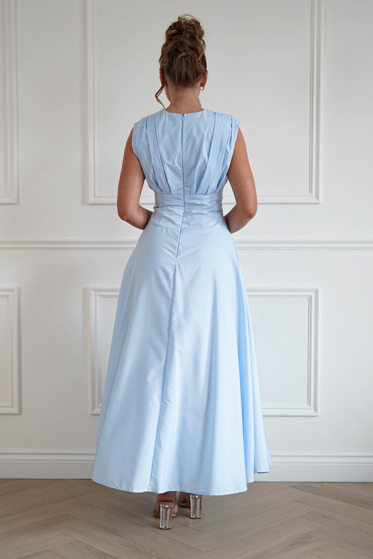 Leela Sculpted Twist Waist Midaxi Dress | Blue-Oh Hello Clothing