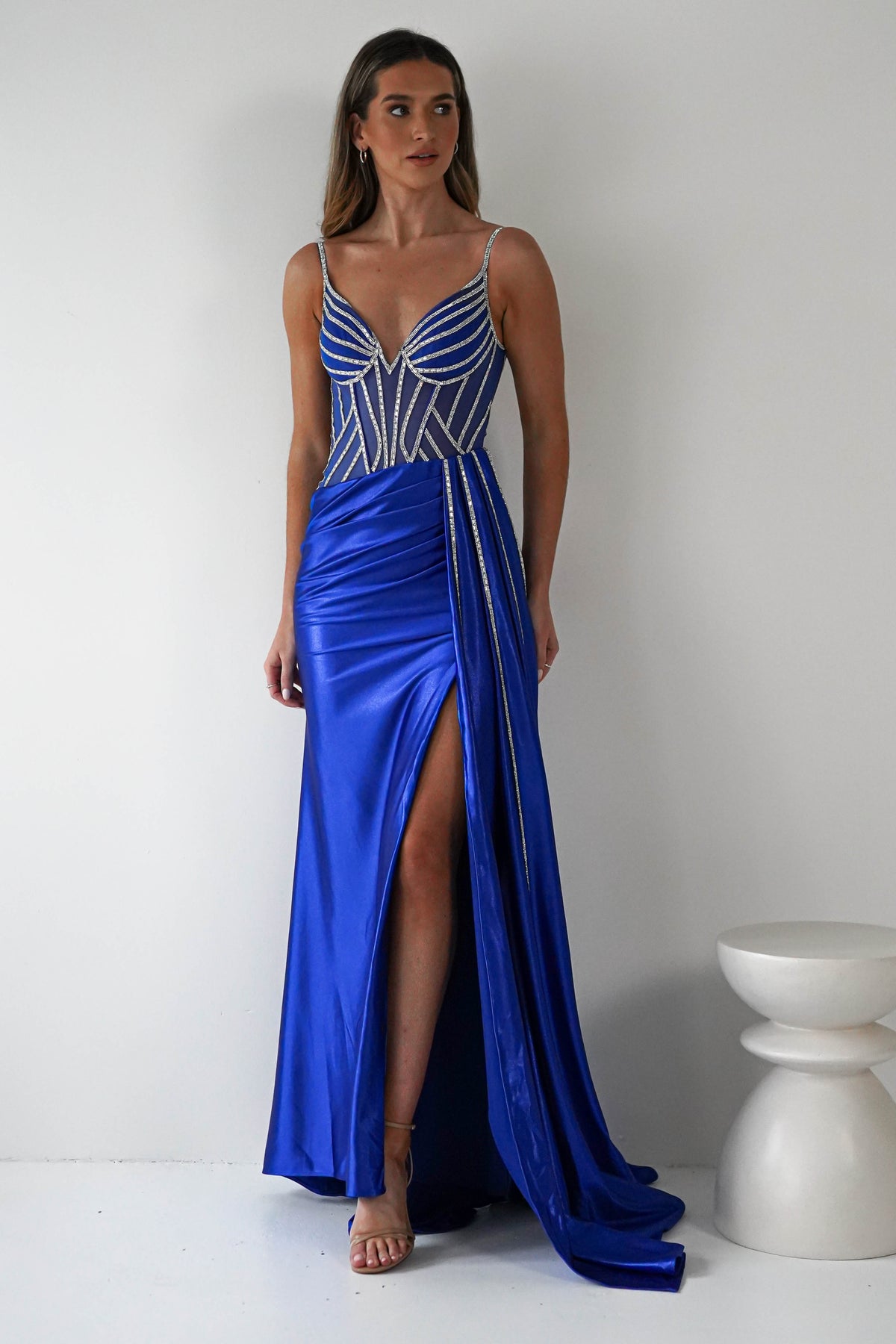 Leonardo Diamante Bodycon Gown | Royal Blue-Oh Hello Clothing