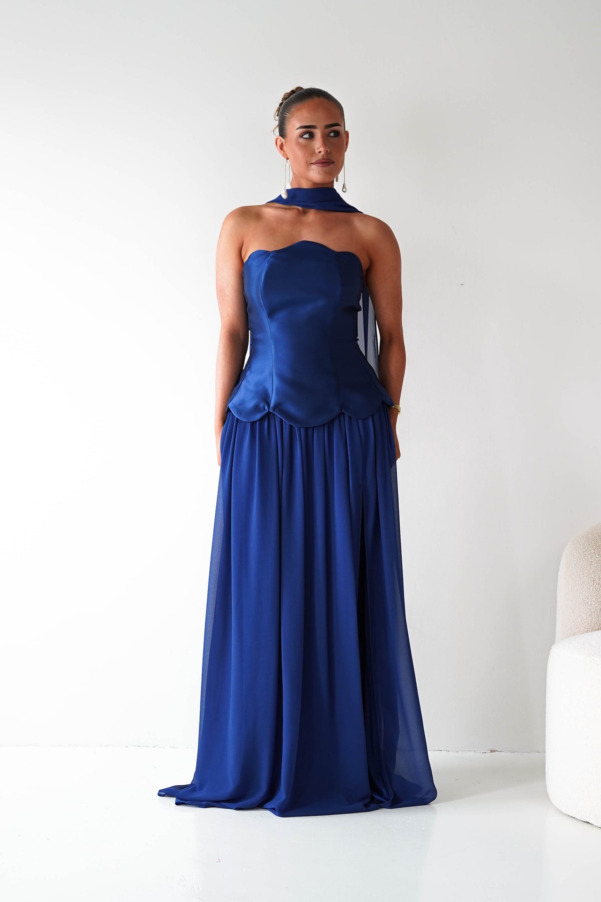 Leonora Strapless Corset Maxi Dress | Navy-Oh Hello Clothing
