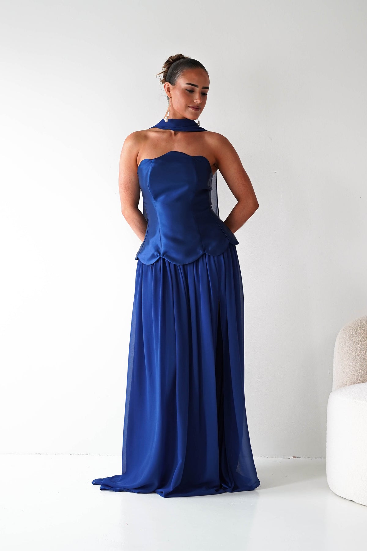 Leonora Strapless Corset Maxi Dress | Navy-Oh Hello Clothing